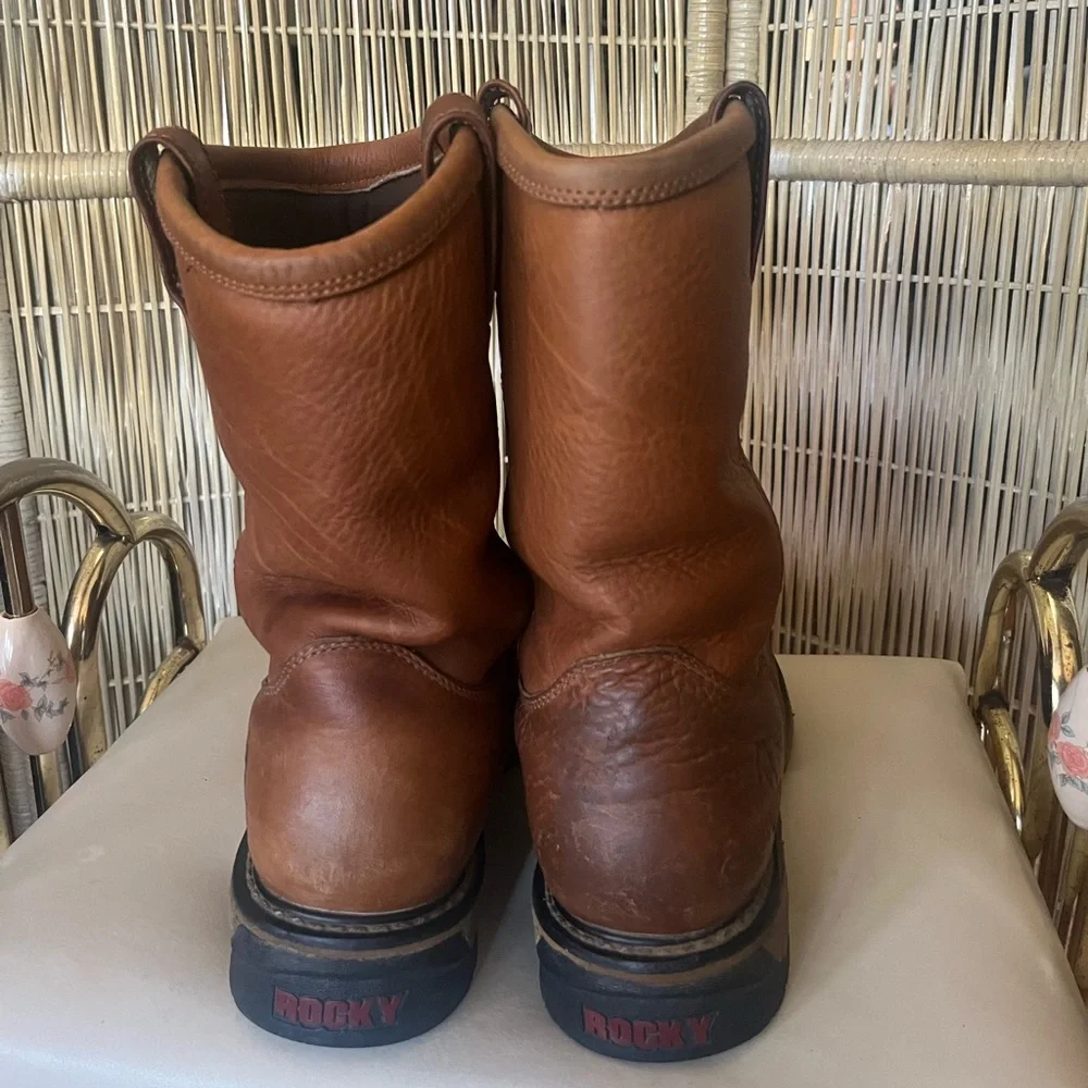 Rocky Men's Brown Leather Pull-On Work Boots